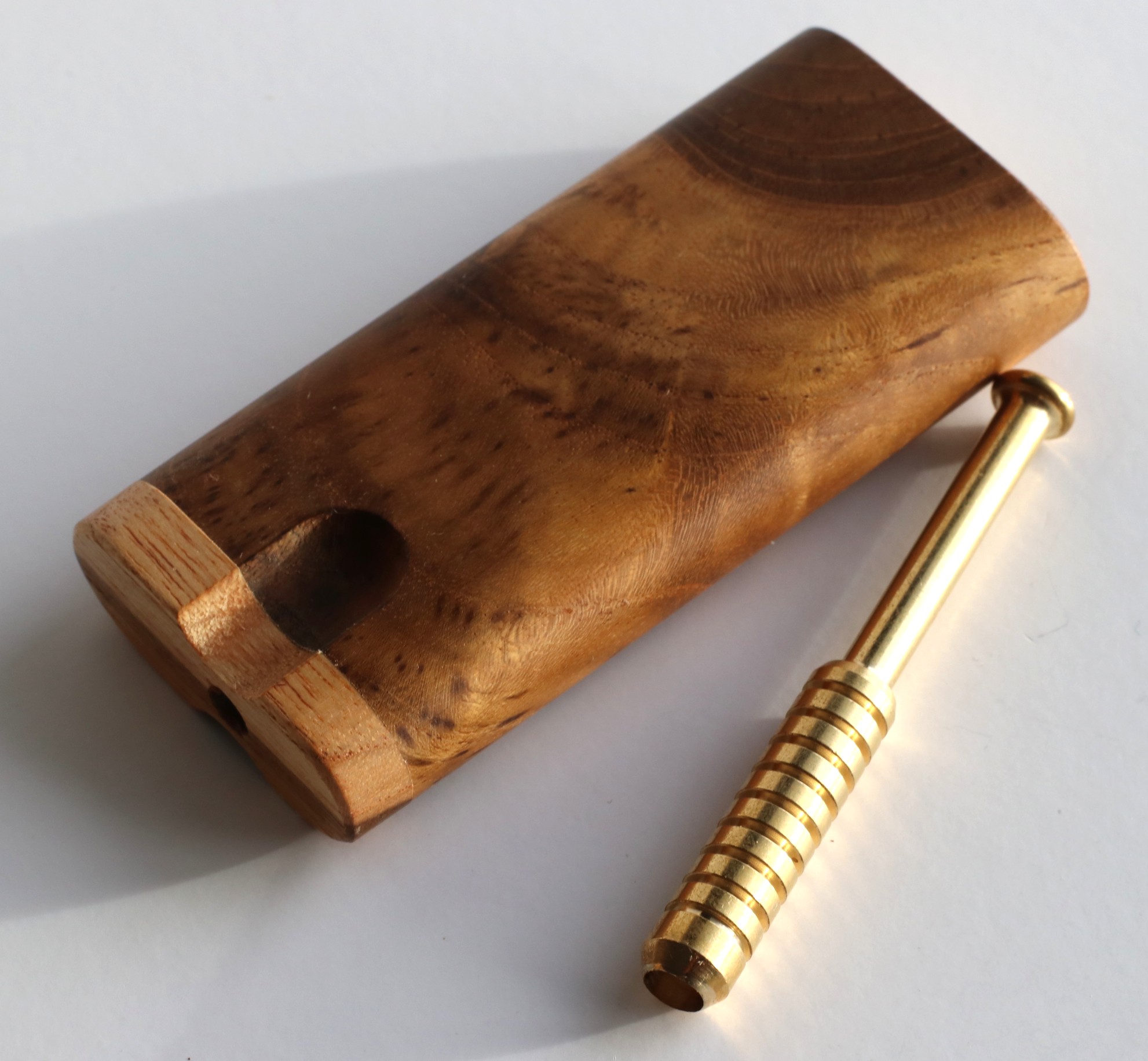 Teak Swivel Lid Dugout & Brass Pipe