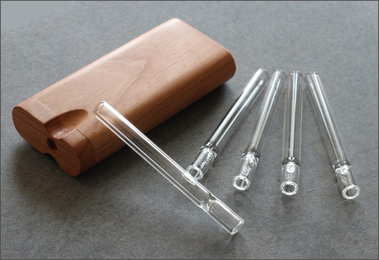 thumbnail image 2 of Tom's Headshop Wooden One Hitter Dugout With 3 Glass Pipes – 2-Pack Portable Smoking Set 2 of 5