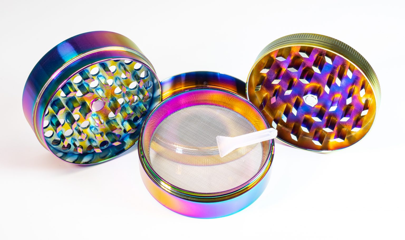 2″ Large Rainbow Herb Grinder- 4 pc - Magnetic Lid