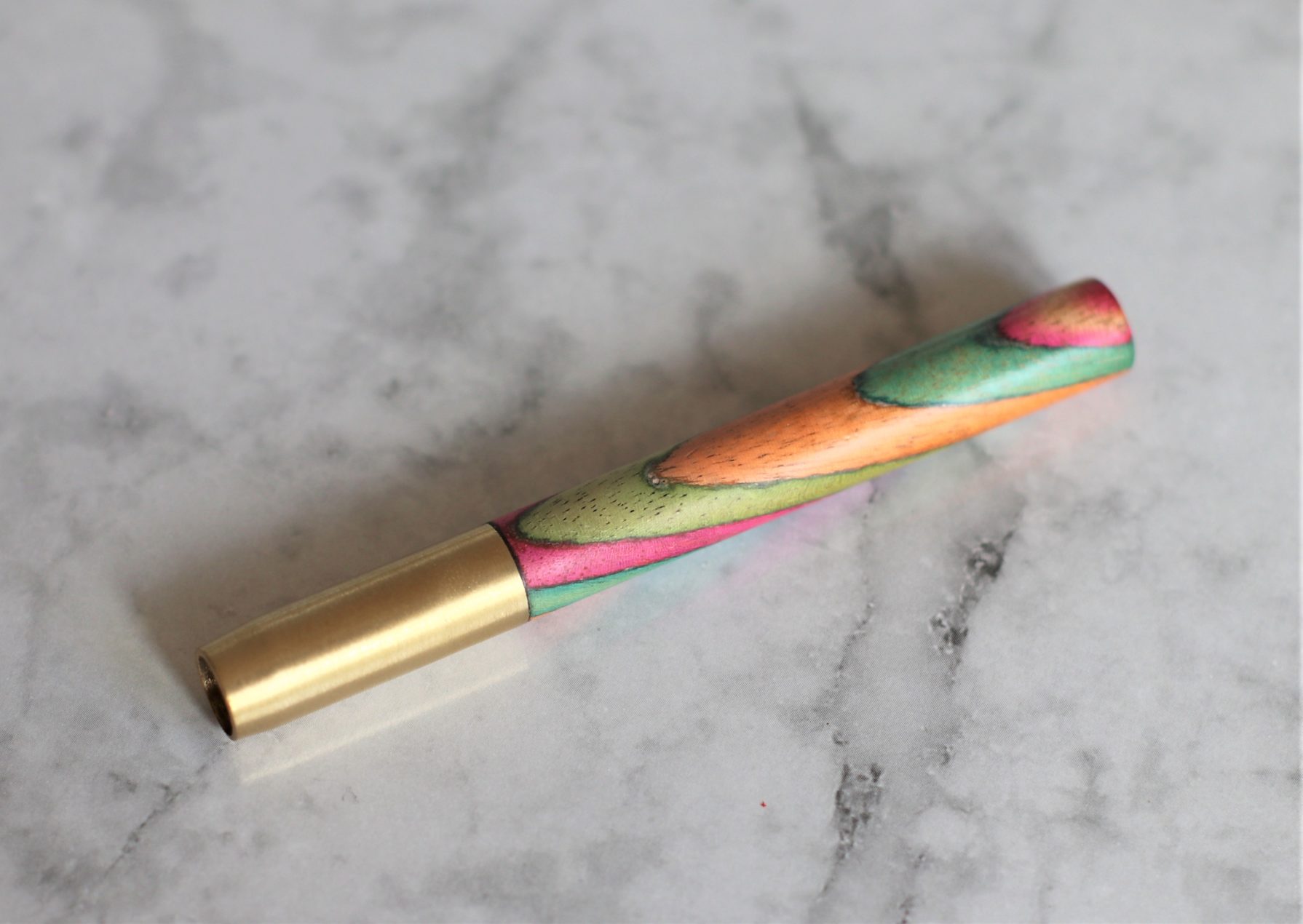 Details about   Rainbow Mango Wood One Hitter Pipe Brass Pipe with Mango wrapped Stem 