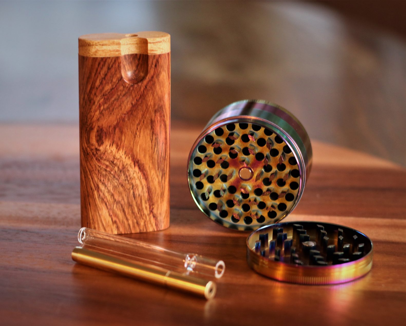 Wood Dugout- Herb Grinder- One Hitter Pipes