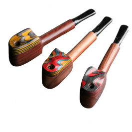 4″ Swivel Lid Wood Pipe-DC1 COLOR ETCH LID-Handcrafted American Smoking Pipe