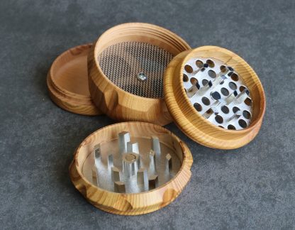 2" Wood Herb Grinder- 4 Piece Grinder with Catch-Screen-Magnetic Lid - Image 10