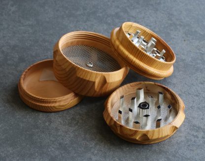 2" Wood Herb Grinder- 4 Piece Grinder with Catch-Screen-Magnetic Lid - Image 9