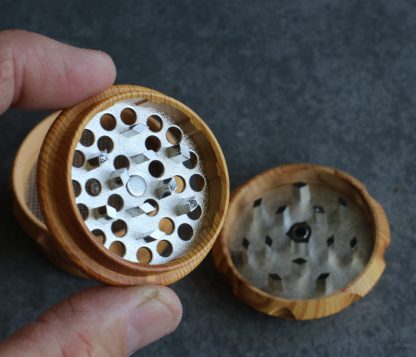 2" Wood Herb Grinder- 4 Piece Grinder with Catch-Screen-Magnetic Lid - Image 8