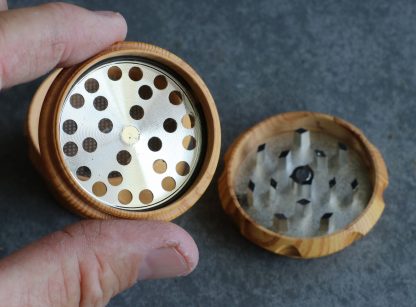 2" Wood Herb Grinder- 4 Piece Grinder with Catch-Screen-Magnetic Lid - Image 7