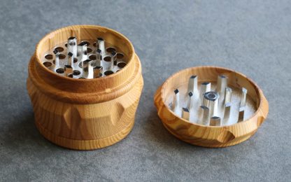 2" Wood Herb Grinder- 4 Piece Grinder with Catch-Screen-Magnetic Lid - Image 5