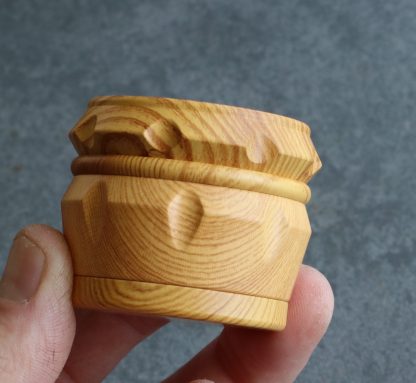2" Wood Herb Grinder- 4 Piece Grinder with Catch-Screen-Magnetic Lid - Image 4