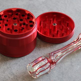 Red Grinder & Glass Chillum