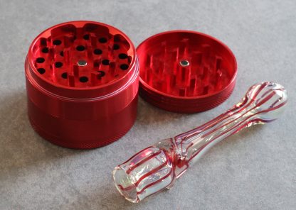 Red Grinder & Glass Chillum