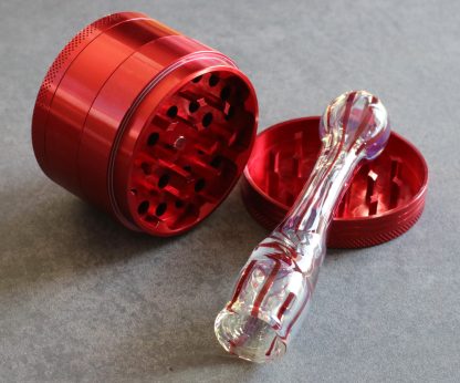 Red Grinder & Glass Chillum