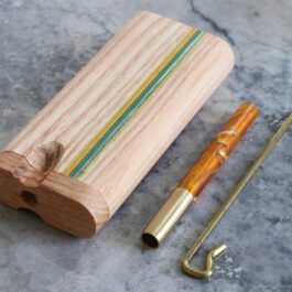 American Ash Dugout & One Hitter Pipe-4″ Stash Box with Swivel Lid