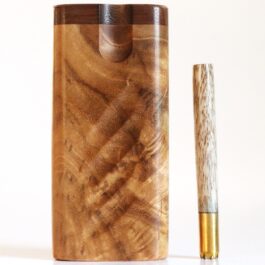 Teak Swivel Lid Dugout & One Hitter-Classy Handcrafted American Stash Box