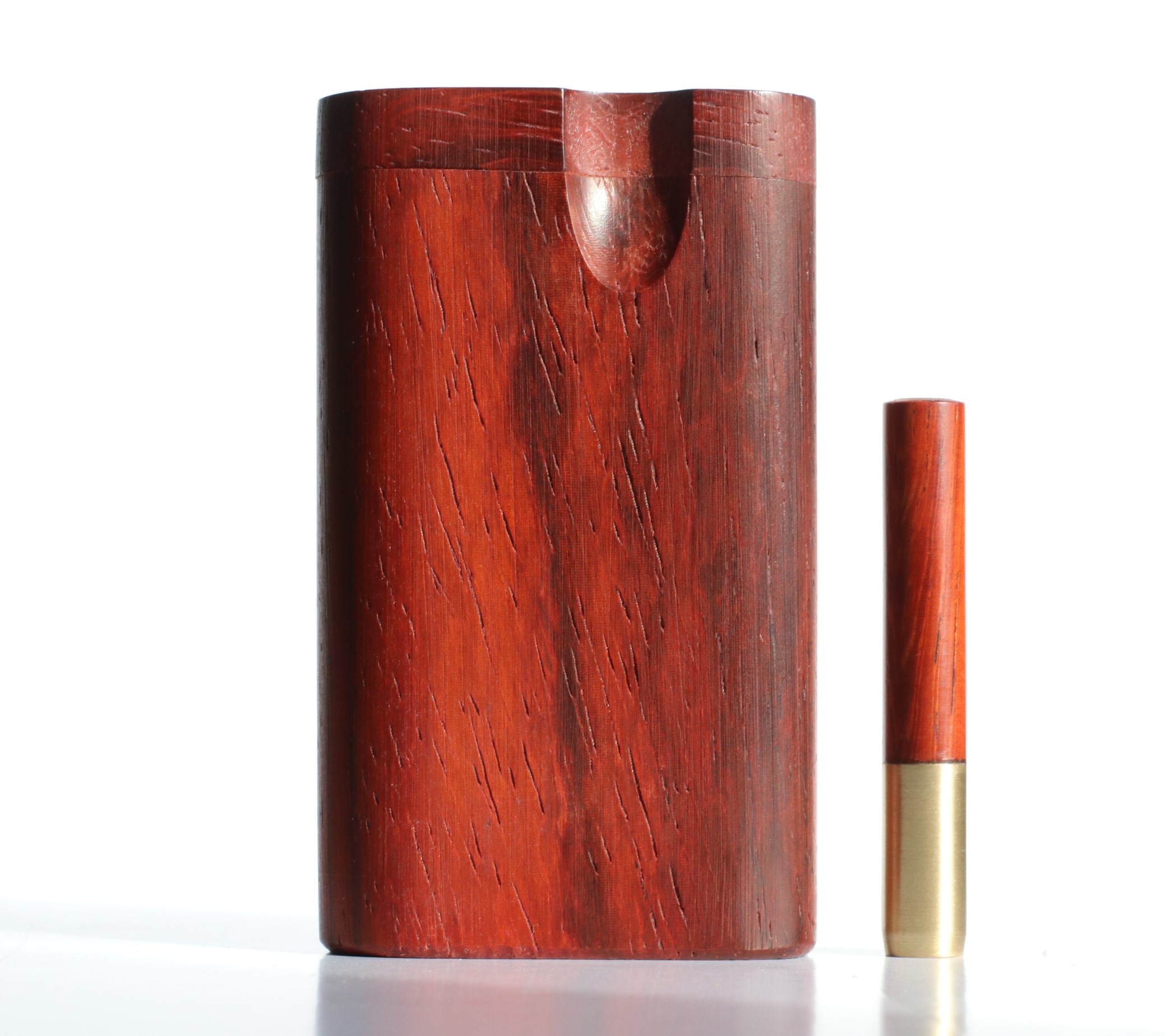 Vermillion Swivel Lid Dugout & One Hitter-Classy Handcrafted American Stash Box