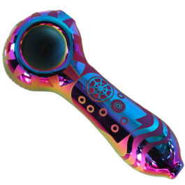 4″ Glass Spoon Pipe w/colorful ceramic coating-Rainbow Sundial