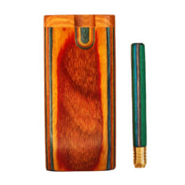 Diamond Wood Swivel Lid Dugout-Classic Smokers Stash Box