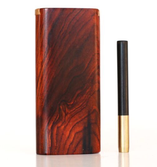 Handcrafted Cocobolo Slider Lid Dugout Behind - White Background
