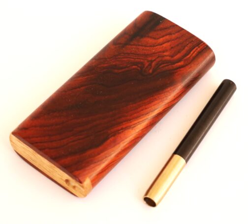 Handcrafted Cocobolo Slider Lid Dugout - White Background