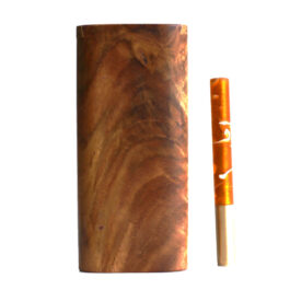 Teak Wood Dugout & One Hitter-4″ Slider Lid-American Crafted Stash Box-one of a kind