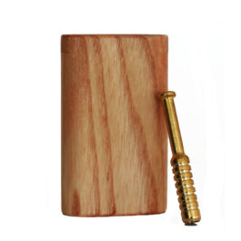 3″ Snap Lock Dugout & One Hitter Pipe-Blonde Ash Wood-American Crafted Exotic Wood Stash Box