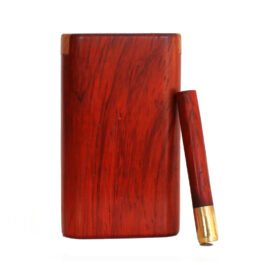 3″ Snap Lock Dugout & One Hitter Pipe-Red Padauk-American Crafted Exotic Wood Stash Box
