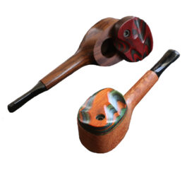 4″ Swivel Lid Wood Pipe-DC2 COLOR ETCH LID-Handcrafted American Smoking Pipe