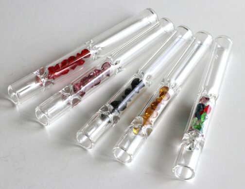 4" Glass Chillum-Gem Filled Stone Filter