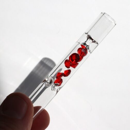 4" Glass Chillum-Gem Filled Stone Filter