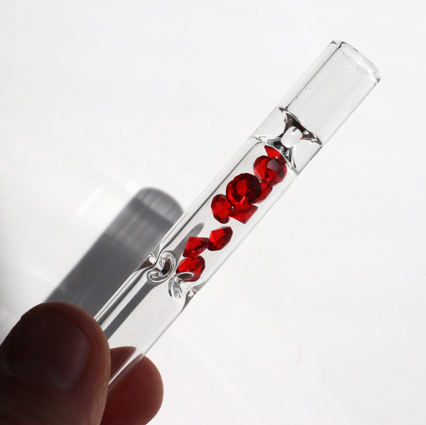 4" Glass Chillum-Gem Filled Stone Filter