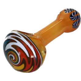 4.25″ Glass Spoon Pipe by PRO 420-Amber Spiral