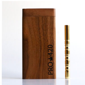 4" Walnut Dugout & Brass One Hitter Pipe-PRO 420 logo