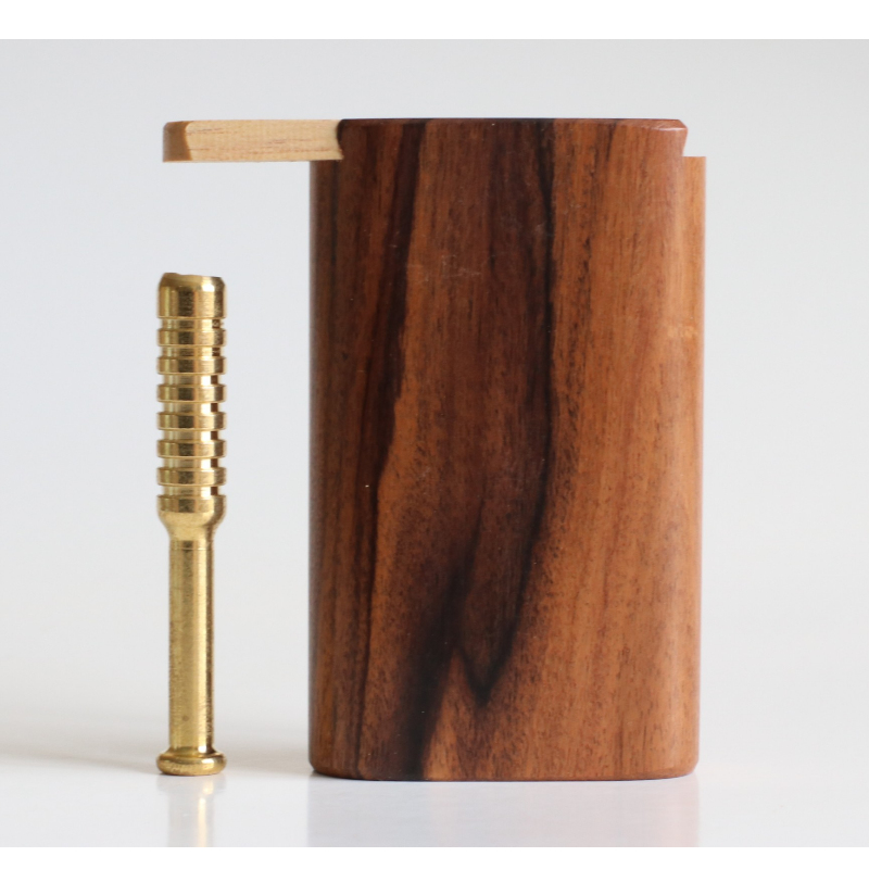 Teak Wood Dugout & Brass One Hitter Pipe