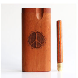 4″ Brazilian Cherry Dugout-Swivel Lid-Etched Peace Sign