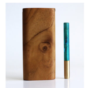 Teak Wood Dugout & One Hitter-4" Slider Lid-American Crafted Stash Box-one of a kind