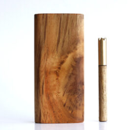 Teak Wood Dugout & One Hitter-4″ Slider Lid-American Crafted Stash Box-one of a kind