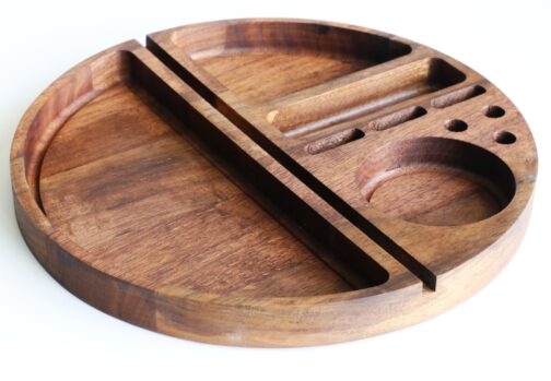 Walnut Round Rolling Tray