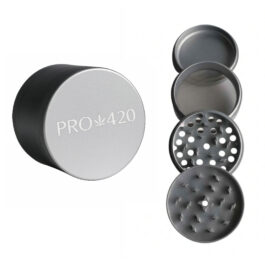 PRO 420 Ceramic Herb Grinder- 63mm Diameter-4 Piece Professional Herb & Marijuana Grinder-Silver
