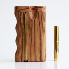 3″ Zebra Wood Swivel Lid Dugout & One Hitter Pipe