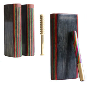 4" Diamond Wood Dugouts & One Hitter Pipe-Snap Lock Lid-Unique American Crafted Stash Box