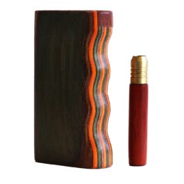 3″ Colorful Wood Dugout & One Hitter Pipe-Unique Magnetic Lid-American Crafted Stash Box