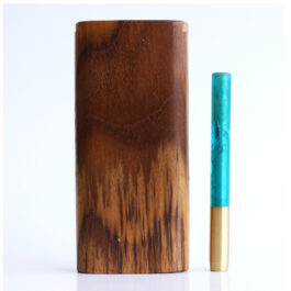 Teak Wood Dugout & One Hitter-4″ Slider Lid-American Crafted Stash Box-one of a kind