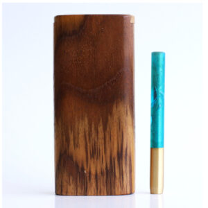 Teak Wood Dugout & One Hitter-4" Slider Lid-American Crafted Stash Box-one of a kind