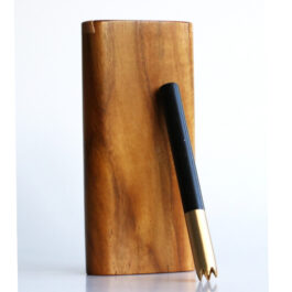 Teak Wood Dugout & One Hitter-4″ Slider Lid-American Crafted Stash Box-one of a kind