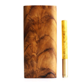 Teak Wood Dugout & One Hitter-4″ Slider Lid-American Crafted Stash Box-one of a kind