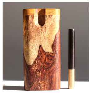 Cocobolo Swivel Lid Dugout & One Hitter-Classy Handcrafted American Stash Box