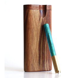 Caribbean Rosewood Swivel Lid Dugout & One Hitter-Classy Handcrafted American Stash Box