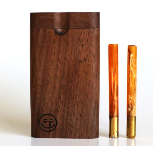 Walnut Swivel Lid Dugout-Two Pipe Double Hitter