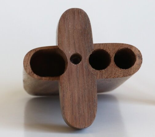 Walnut Swivel Lid Dugout-Two Pipe Double Hitter