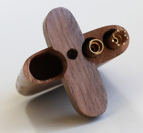 Walnut Swivel Lid Dugout-Two Pipe Double Hitter