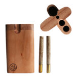 4″ Cherry Wood Double Hitter Dugout-2 Pipe Slots-American Crafted Stash Box